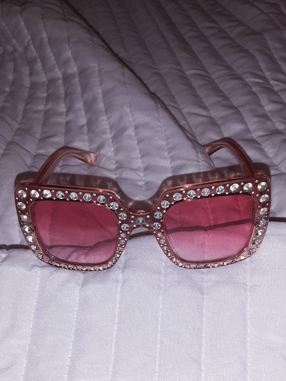 Rhinestone Accent Pink Sunglasses